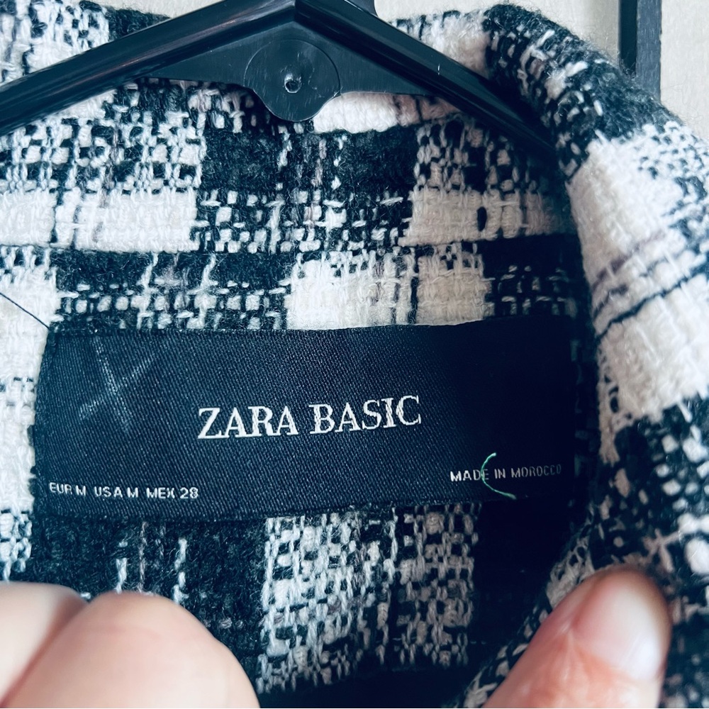 Zara Basic Black White Tweed Shacket Button Up Sz… - image 5